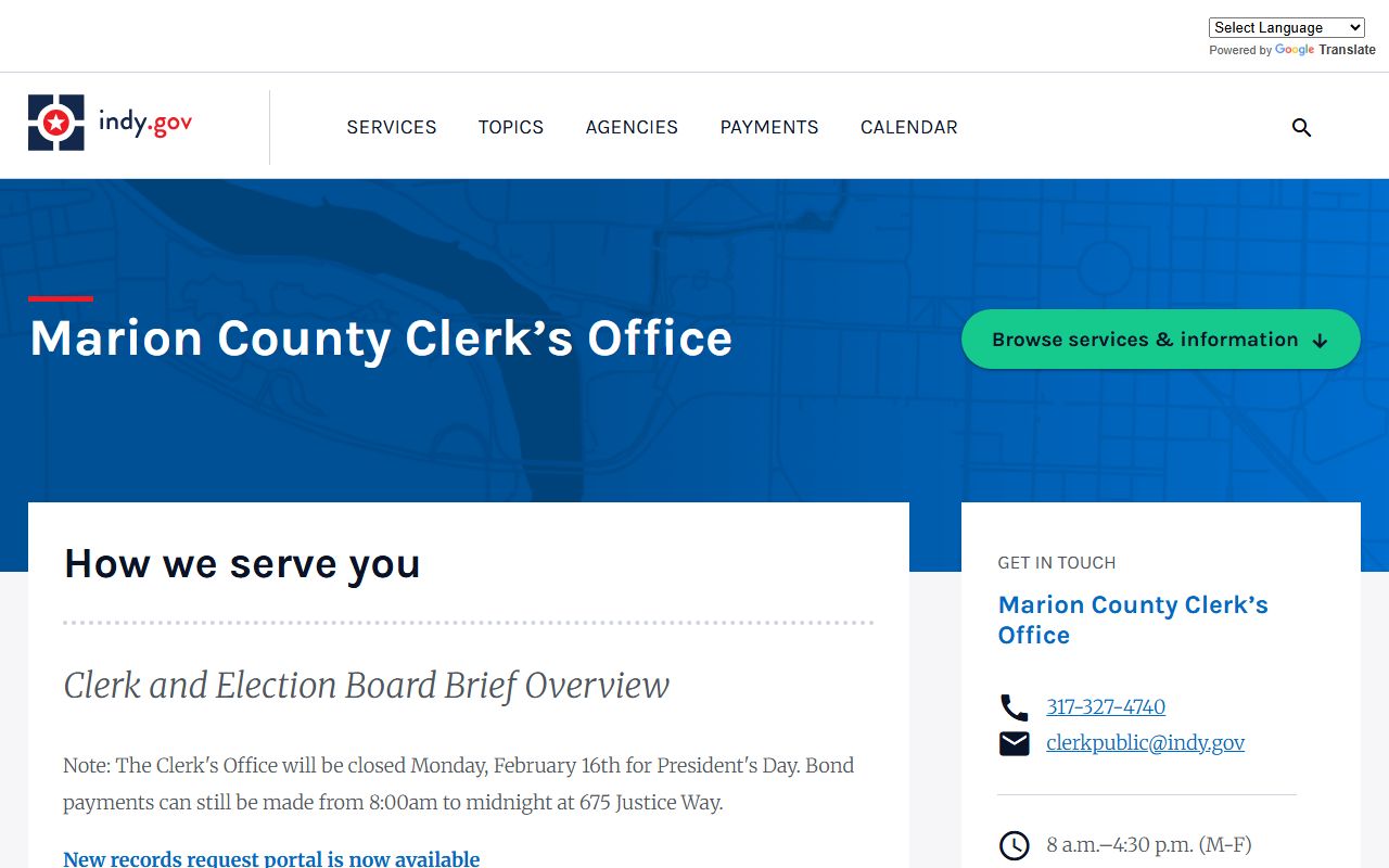 Marion County Clerk's Office Indianapolis genealogy records