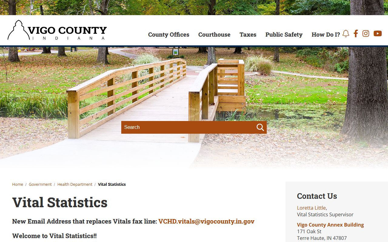 Vigo County vital statistics genealogy records Terre Haute Indiana