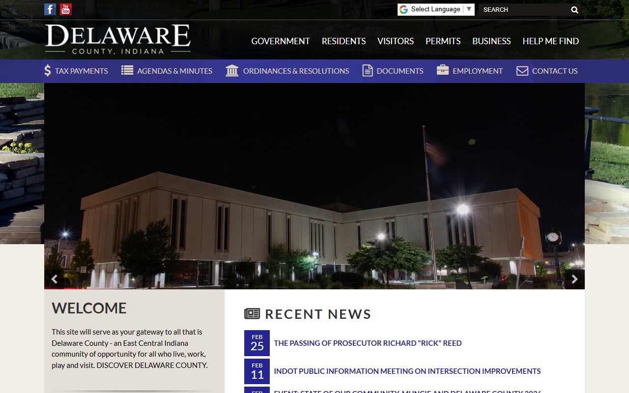 Delaware County clerk website for genealogy records in Muncie Indiana