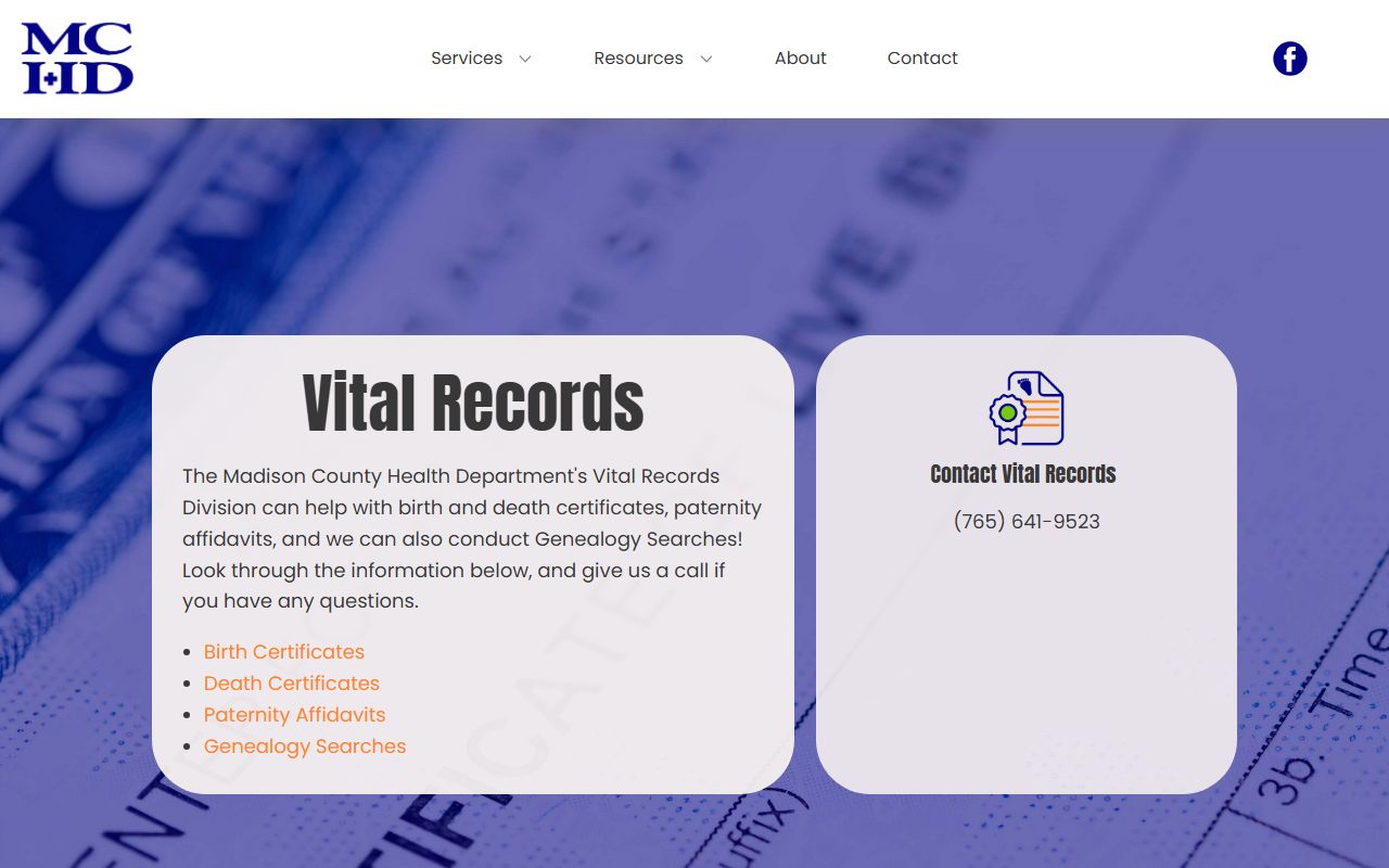 Madison County Health Department vital records for genealogy research