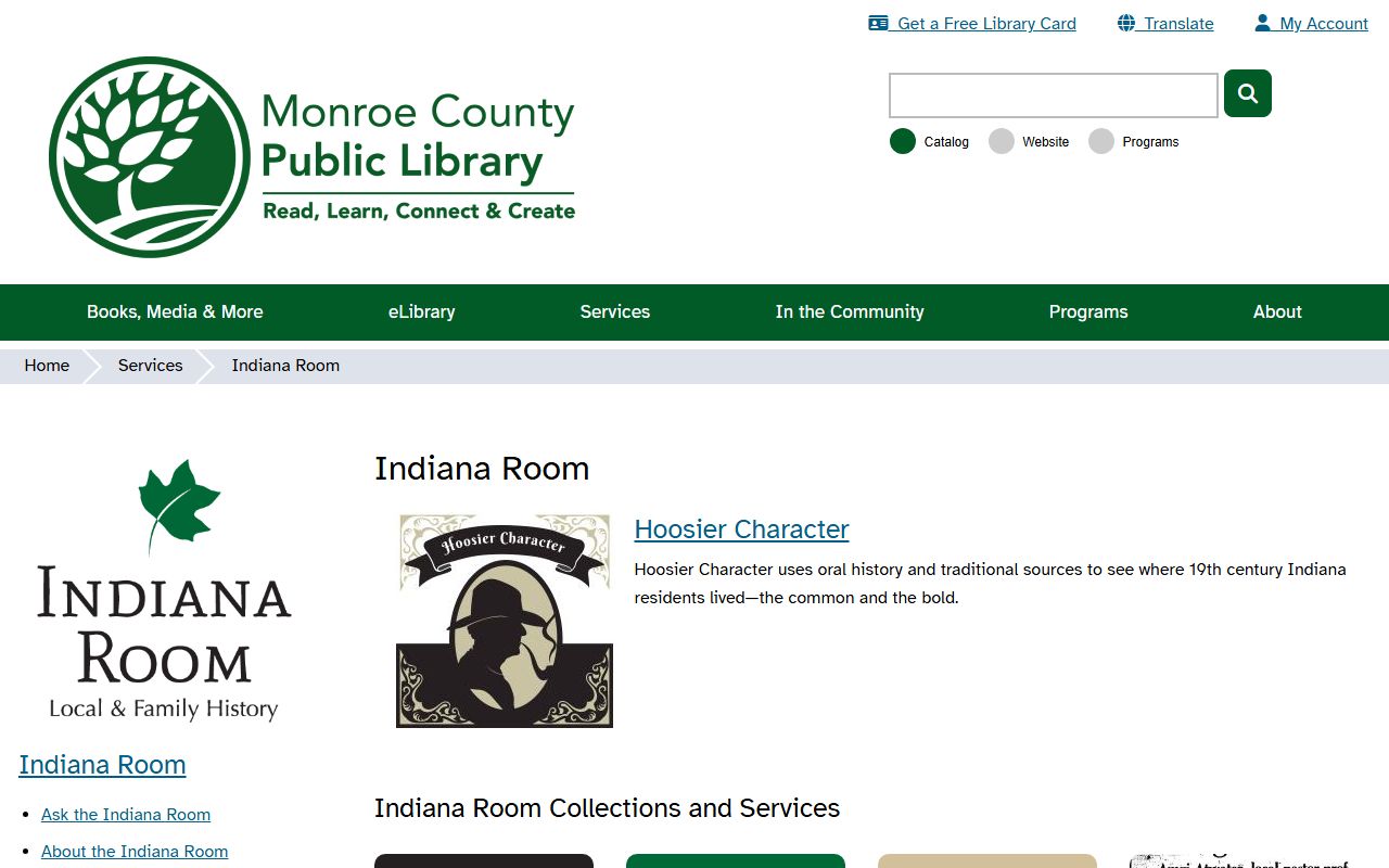 Monroe County Public Library Indiana genealogy collection in Bloomington
