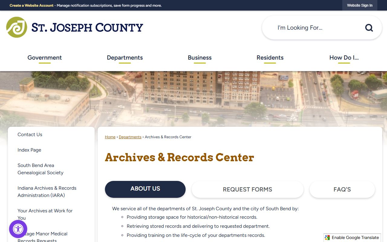 St. Joseph County Archives and Records Center genealogy resources